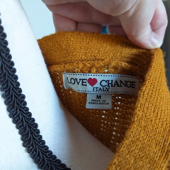 Love Change Italy orange cropped long sleeve knit button up sweater size M - Picture 5 of 8